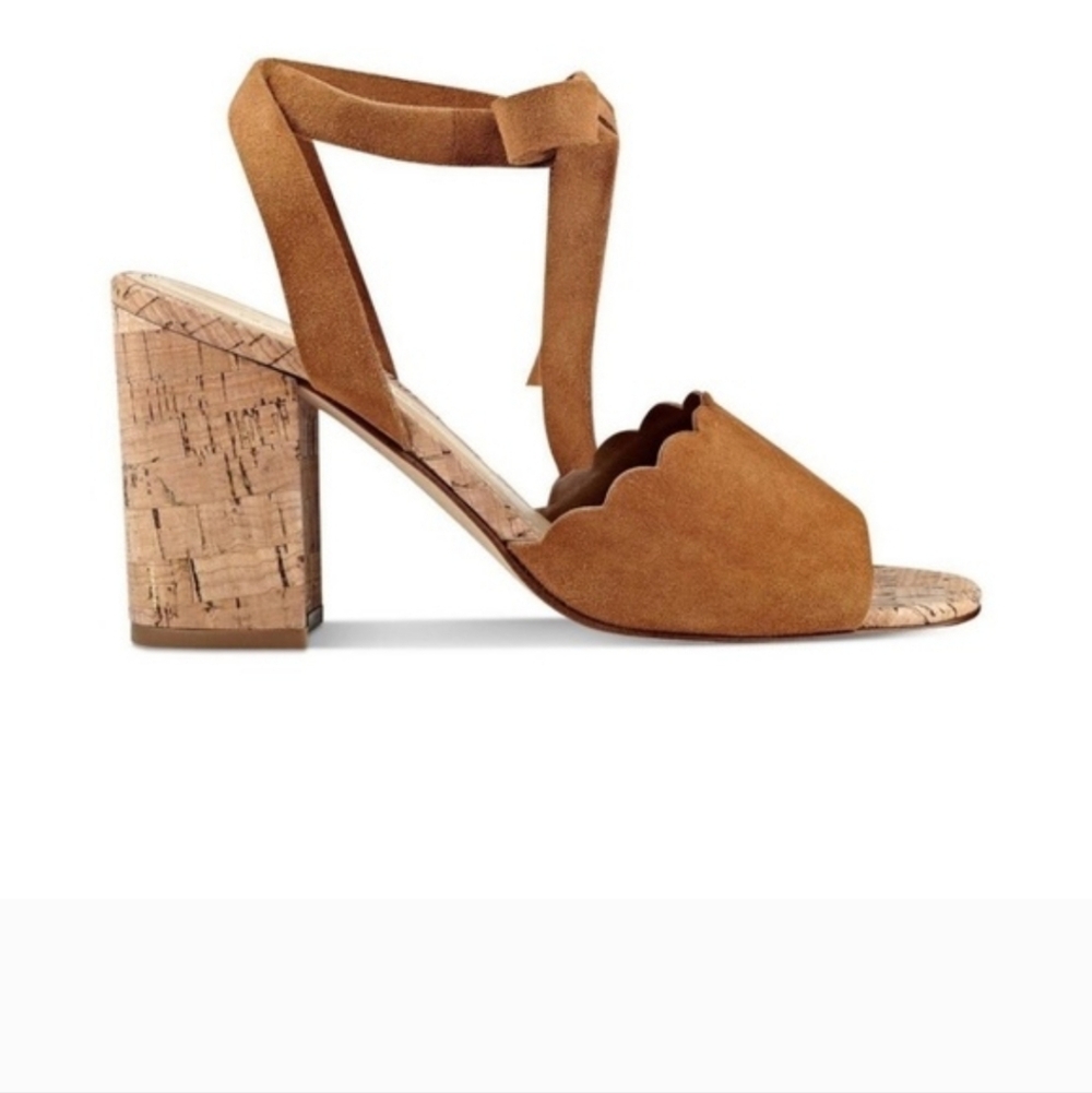 Marc Fisher Piya Lace-Up Cork Block Heel Sandals Size 8.5